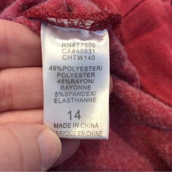 Chaser red ruffle sleeve knit top size 14 - Picture 6 of 13